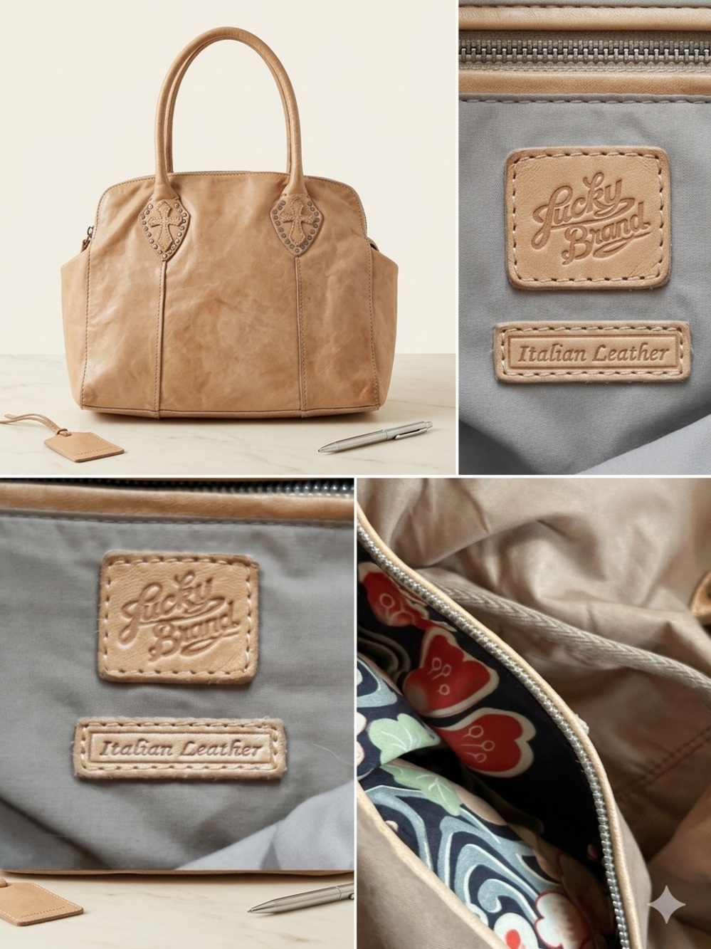 Lucky Brand Tan Italian Leather Tote Bag